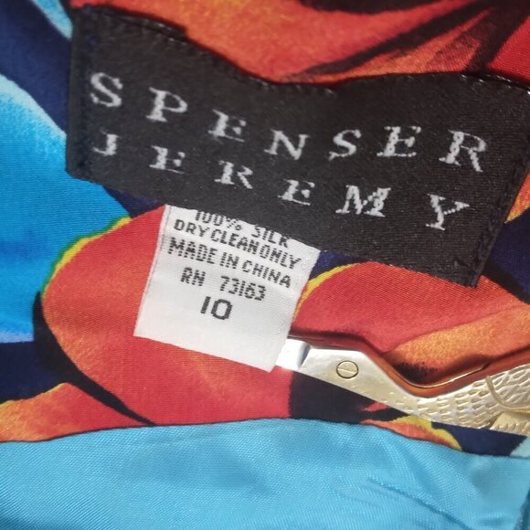 Silk Faux Wrap Floral Tropical Print Sheath Dress | Size 10 - Picture 8 of 8